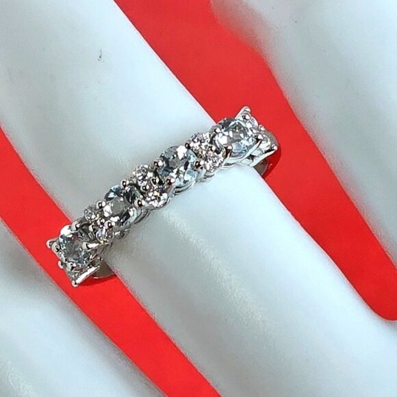 925 Sterling Silver Ring Sz 6.75 with Natural Aquamarine Gemstone. - Picture 8 of 9